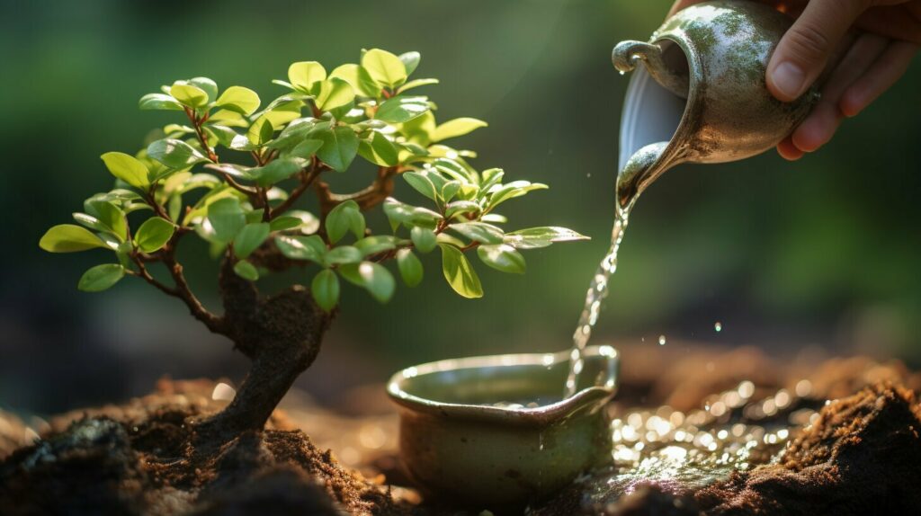 watering bonsai