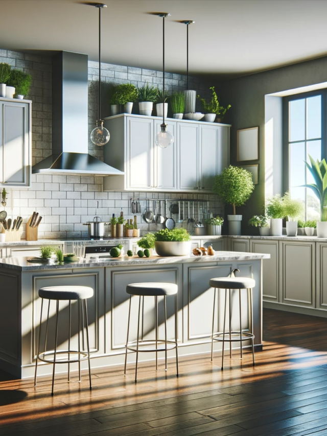 indoor plants in a modern kitchen