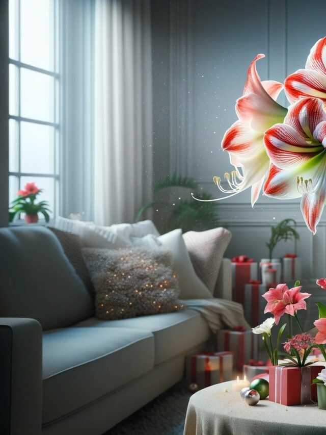Elegant Amaryllis With Festive Holiday Blooms