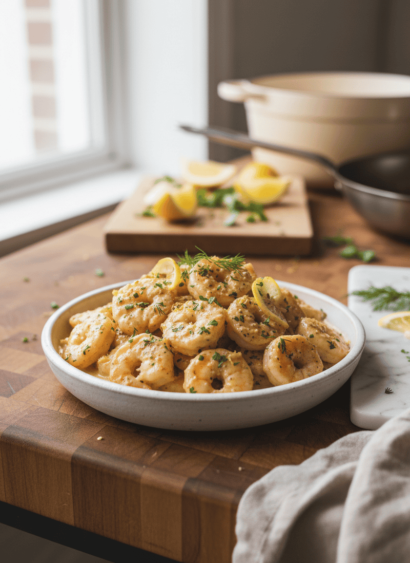 Creamy Lemon Garlic Shrimp