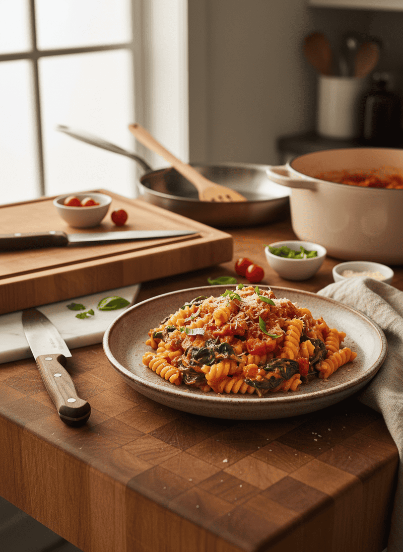 Creamy Tomato Pasta with Spinach