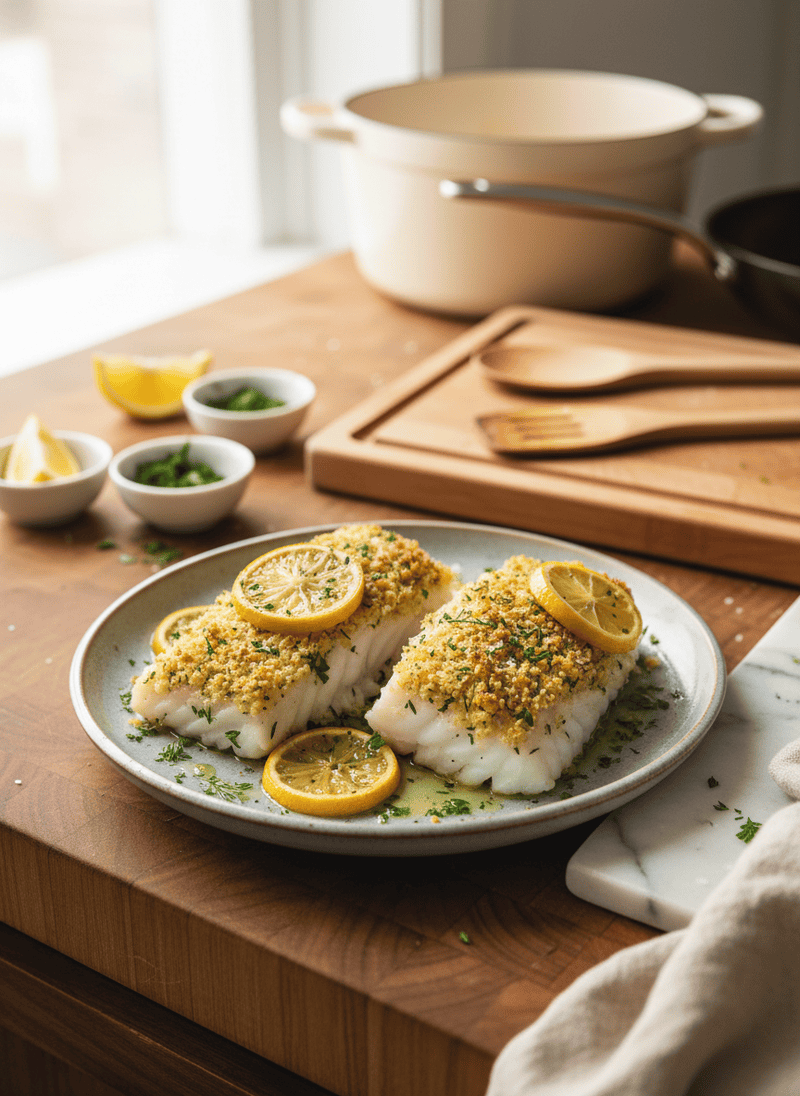 Easy Baked Cod with Lemon and Herbs
