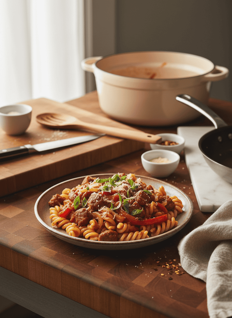 Pasta with Sausage and Peppers