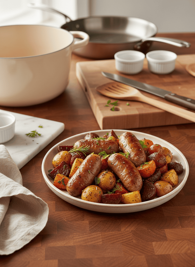 Sheet Pan Sausage and Root Vegetables
