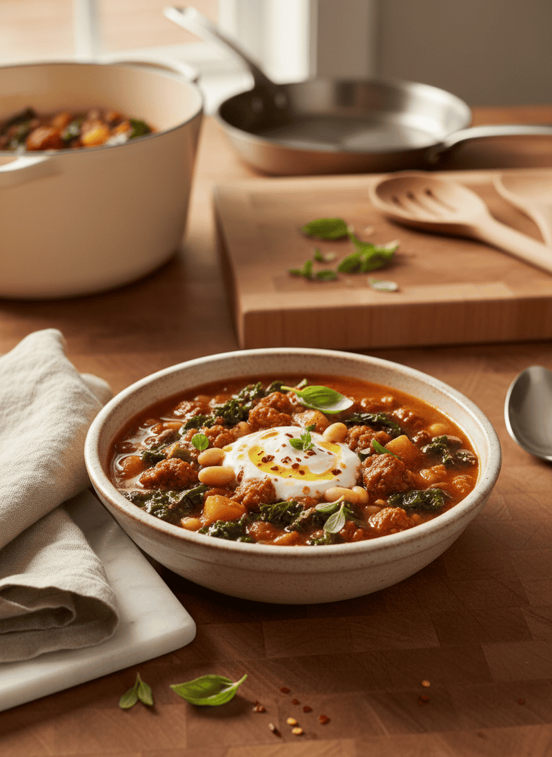Spicy Sausage and Kale Soup