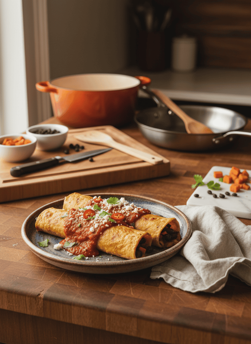 Sweet Potato and Black Bean Enchiladas