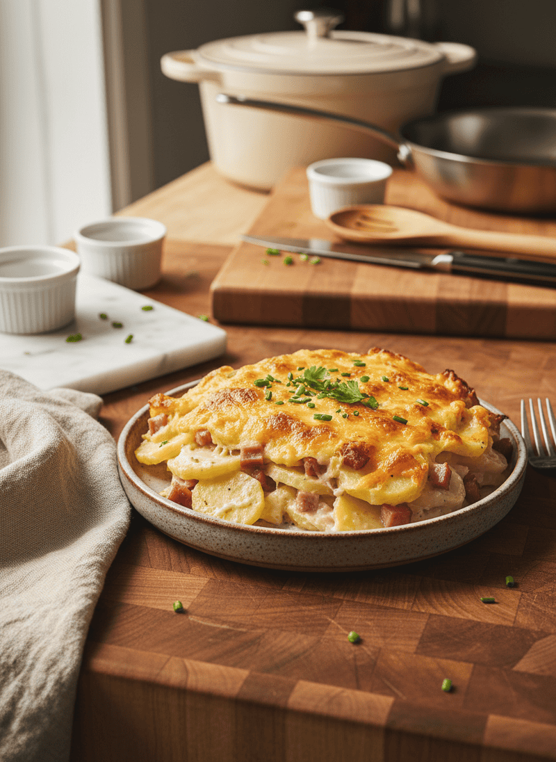 Cheesy Ham and Potato Casserole