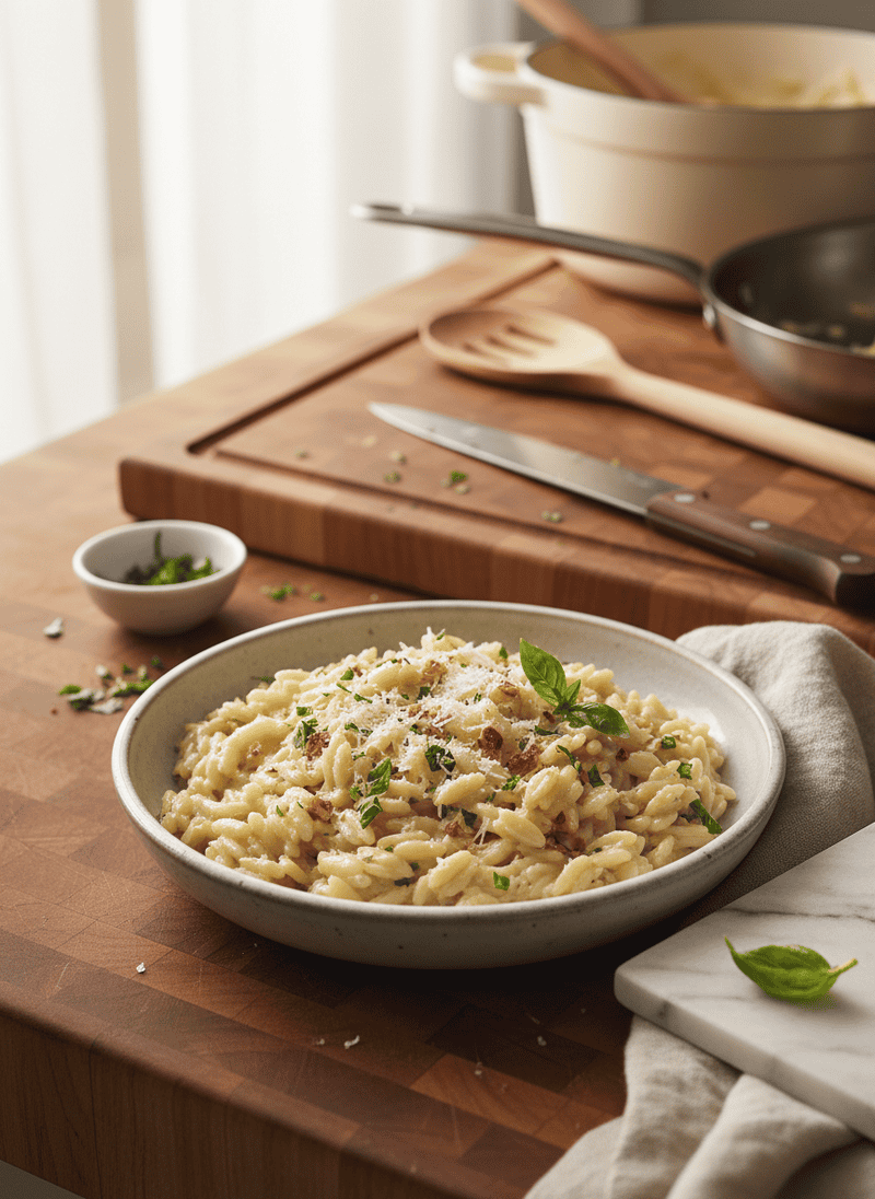 Creamy Garlic Parmesan Orzo