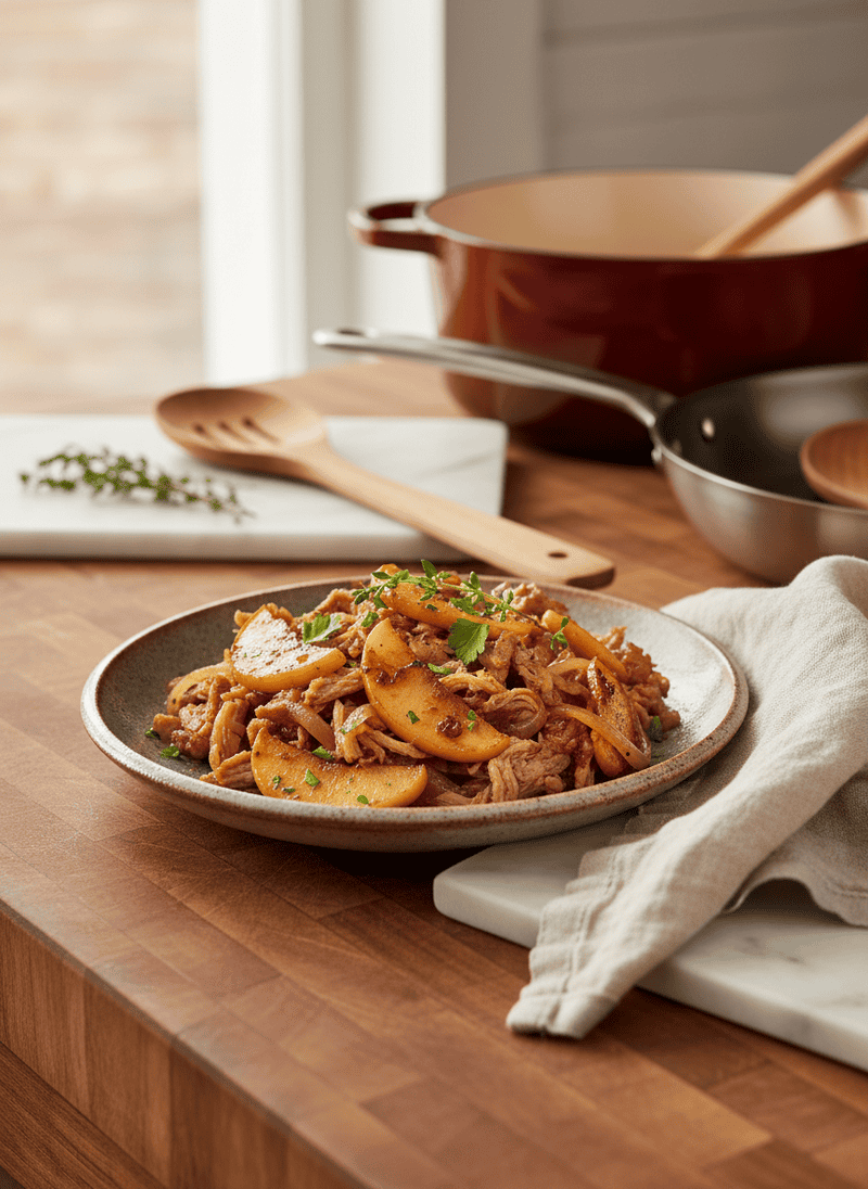 Shredded Pork with Apples & Onions