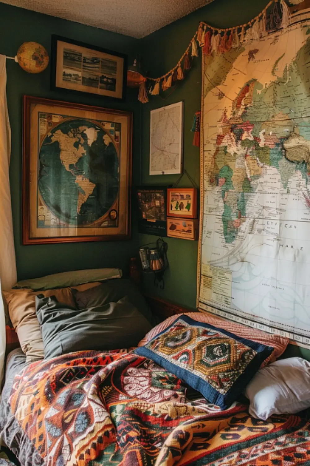 Adventure-themed boho bedroom