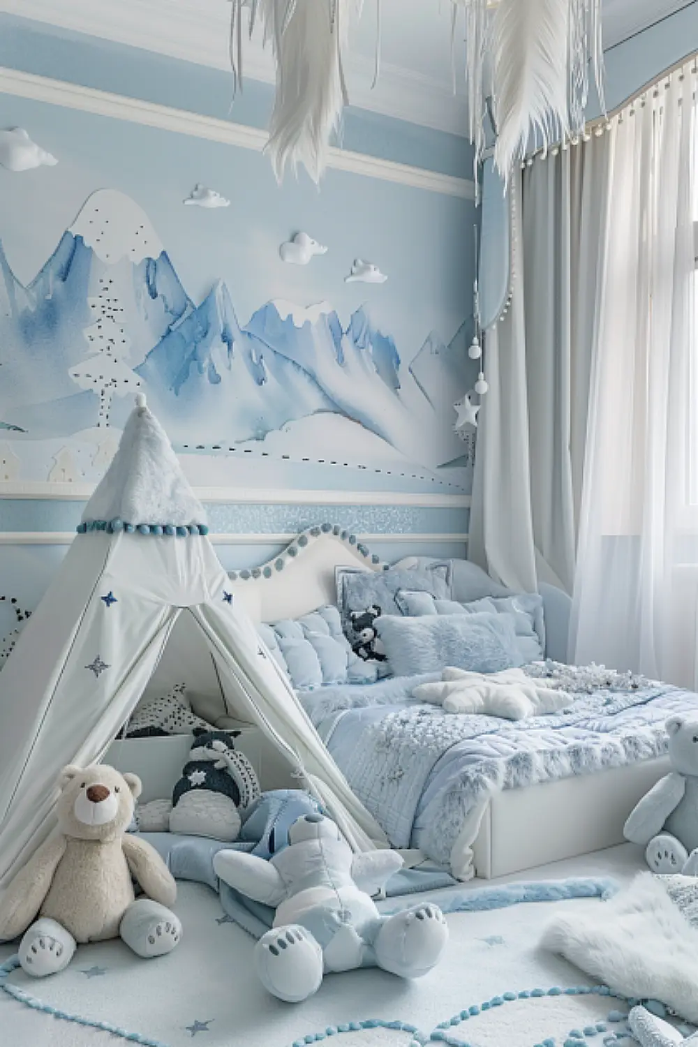 Arctic themed boho bedroom for toddlers