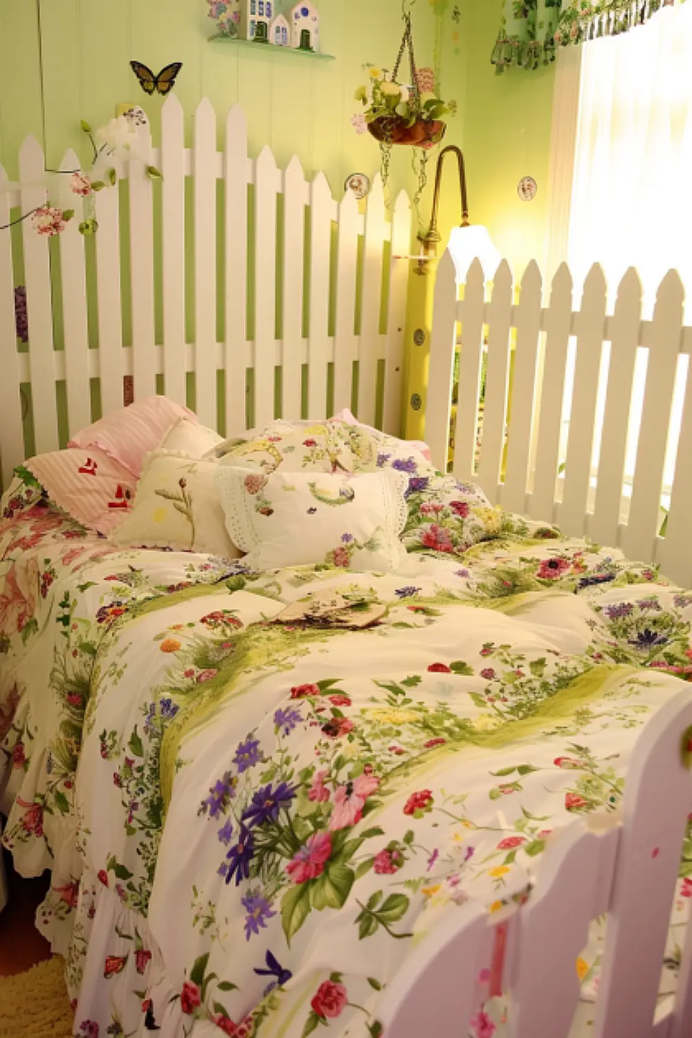 Garden tea party themed boho bedroom for toddlers