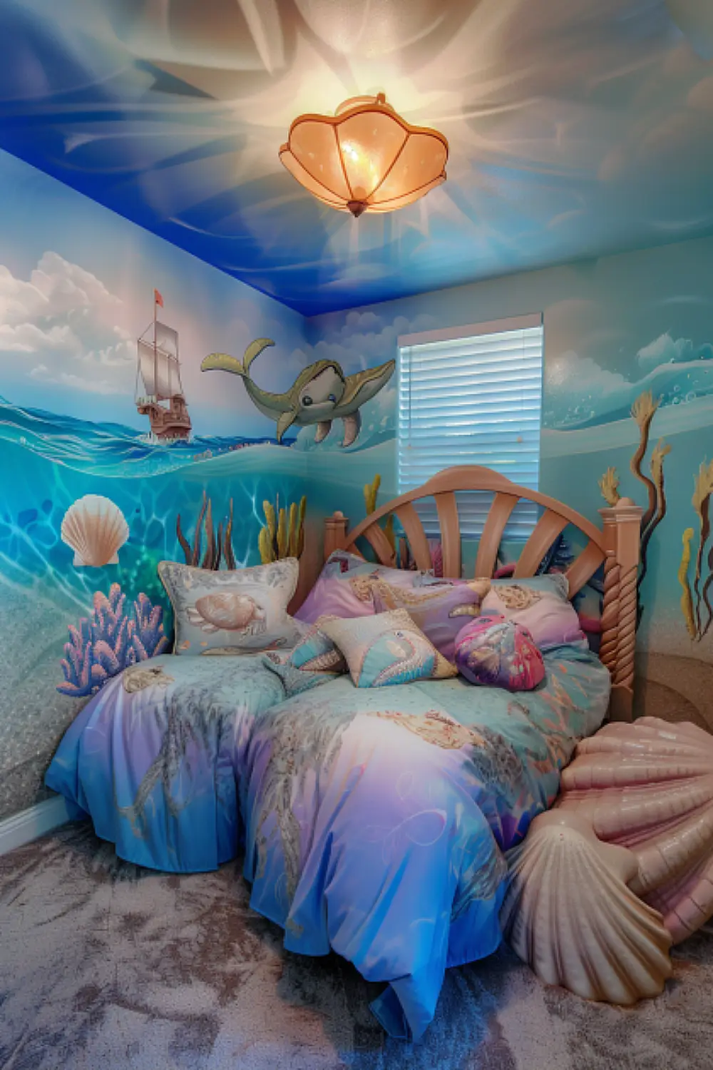 Ocean oasis themed boho bedroom for toddlers