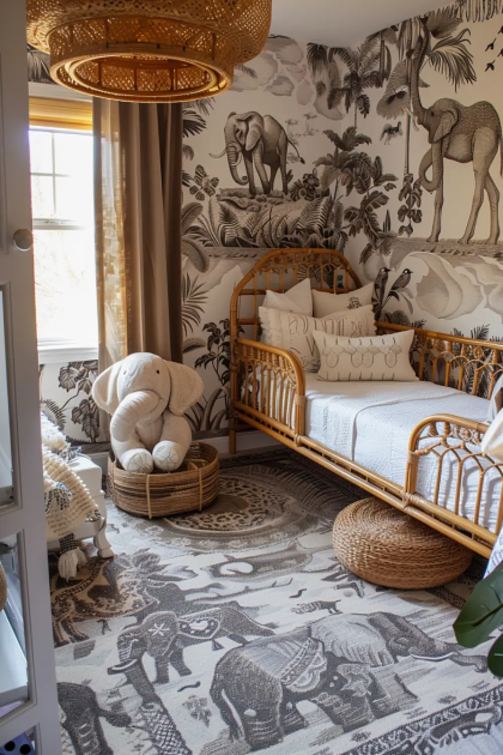 Safari adventure themed boho bedroom for toddlers