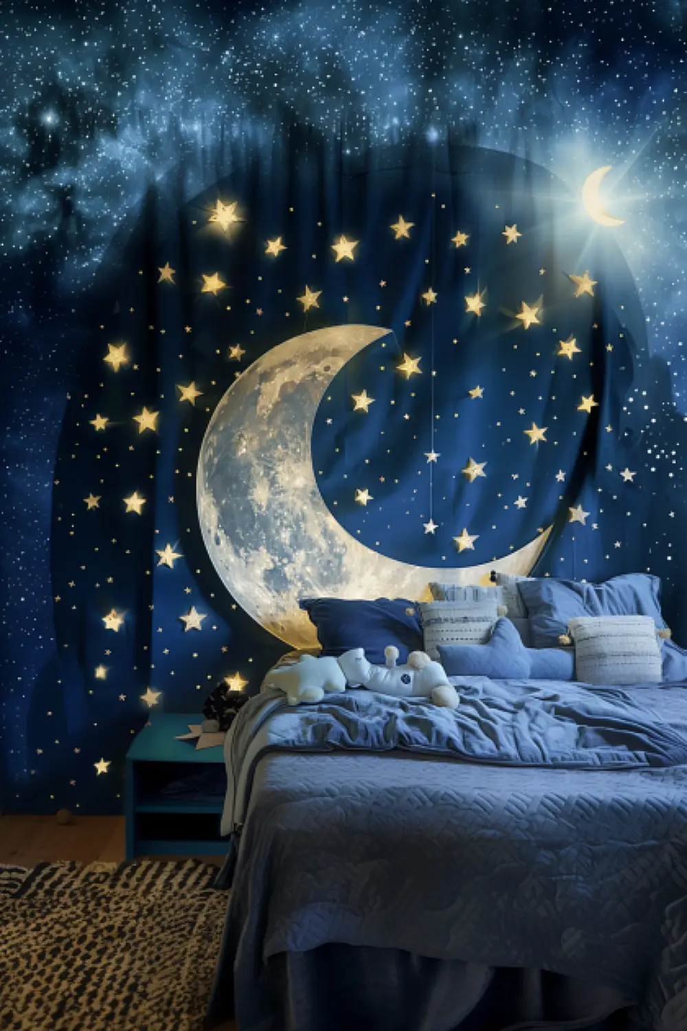 Starry night themed boho bedroom for toddlers