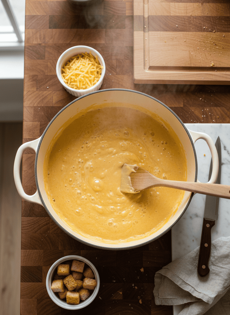 Building the Cheese Sauce - Crockpot Mac and Cheese
