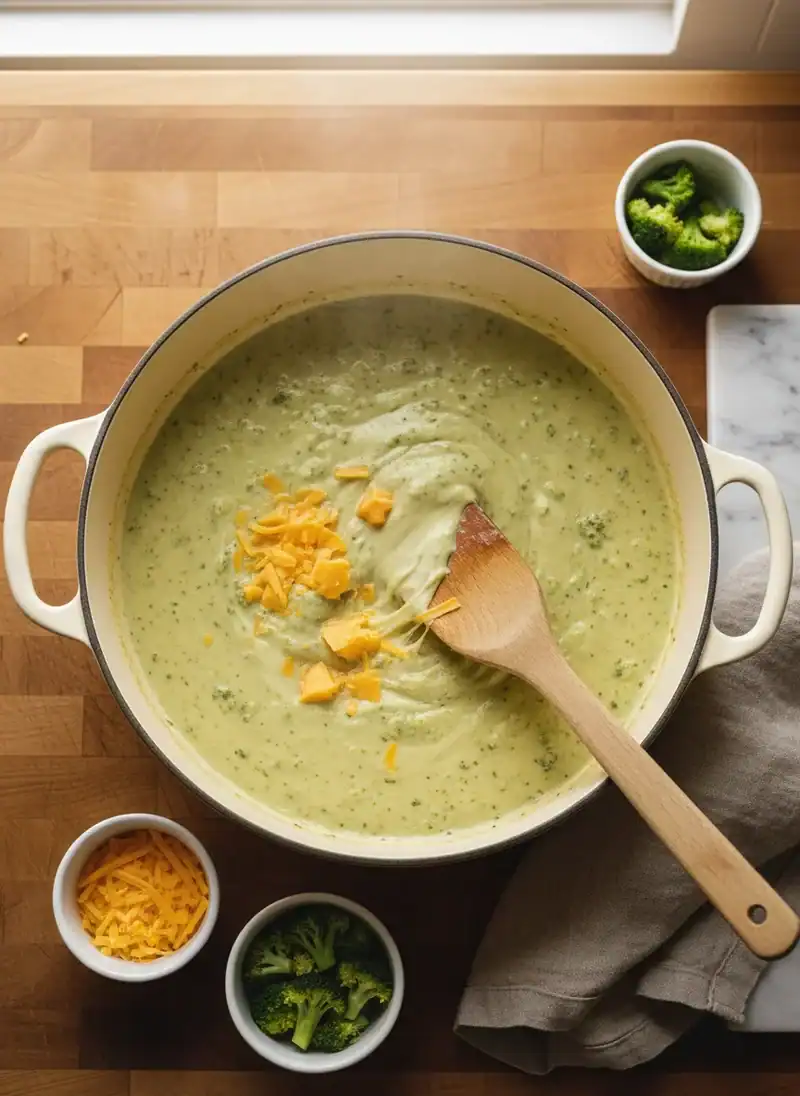The Cheesy Finish - Broccoli Cheddar Soup Crockpot Recipe