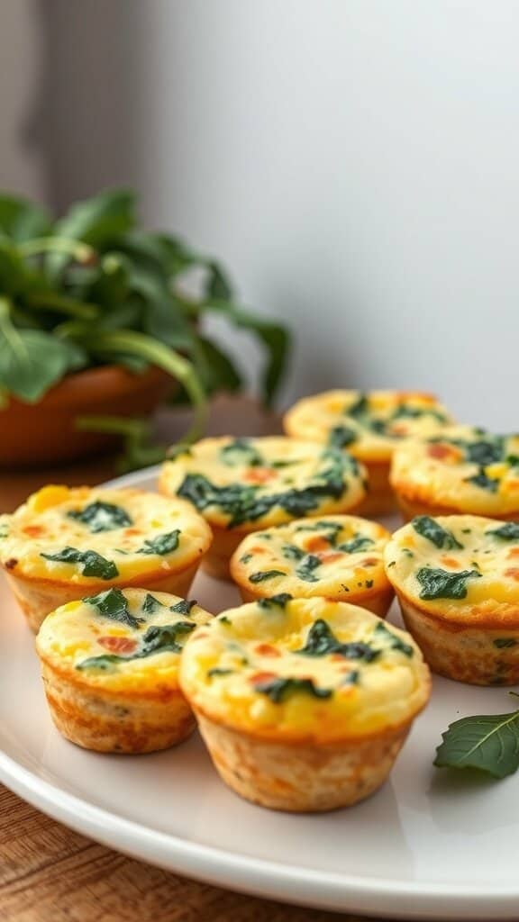 A plate of egg muffins with spinach and cheese, perfect for picky eaters.