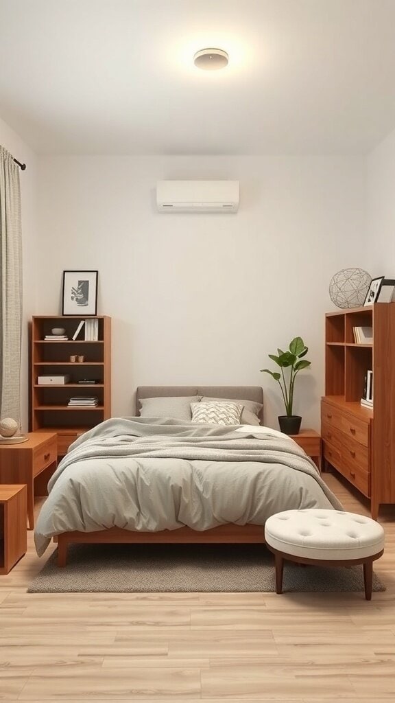 Cozy bedroom with adaptable furniture for comfort and ease