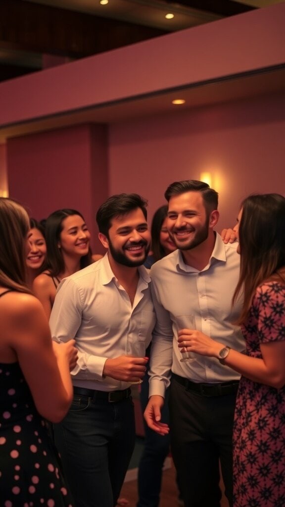 A group of friends enjoying a lively gathering, showcasing trust and connection.