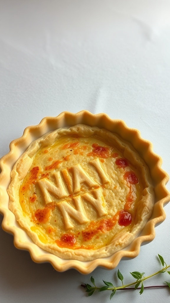 A dry quiche with no filling in a pie dish.