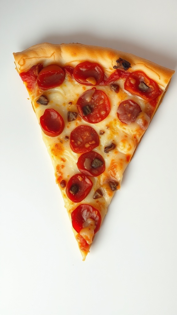 A slice of pizza with no toppings, looking soggy and unappetizing.