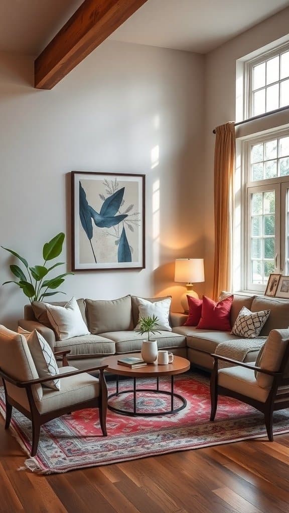 Cozy seating area with plush chairs and warm color palette