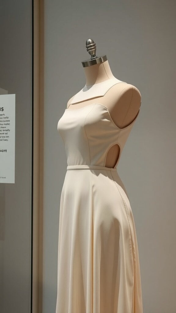 A mannequin displaying a dress with excessive cutouts