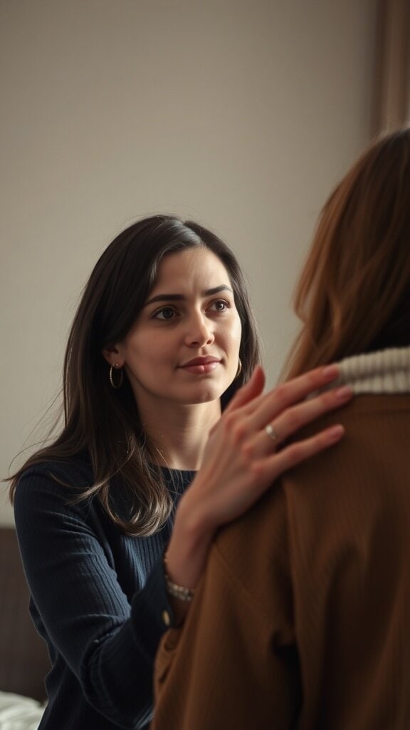 A woman showing emotional intelligence by engaging attentively with another person.