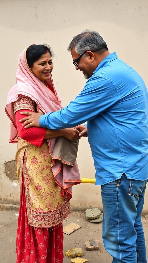 A man and woman sharing a warm moment, showcasing trust and connection.