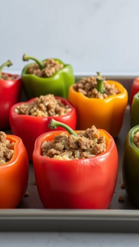 Colorful stuffed bell peppers filled with a savory mixture
