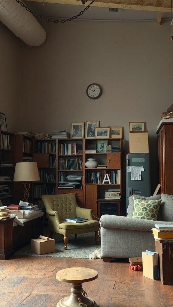 A cozy room with mismatched furniture, showcasing the importance of scale and proportion in home decor.