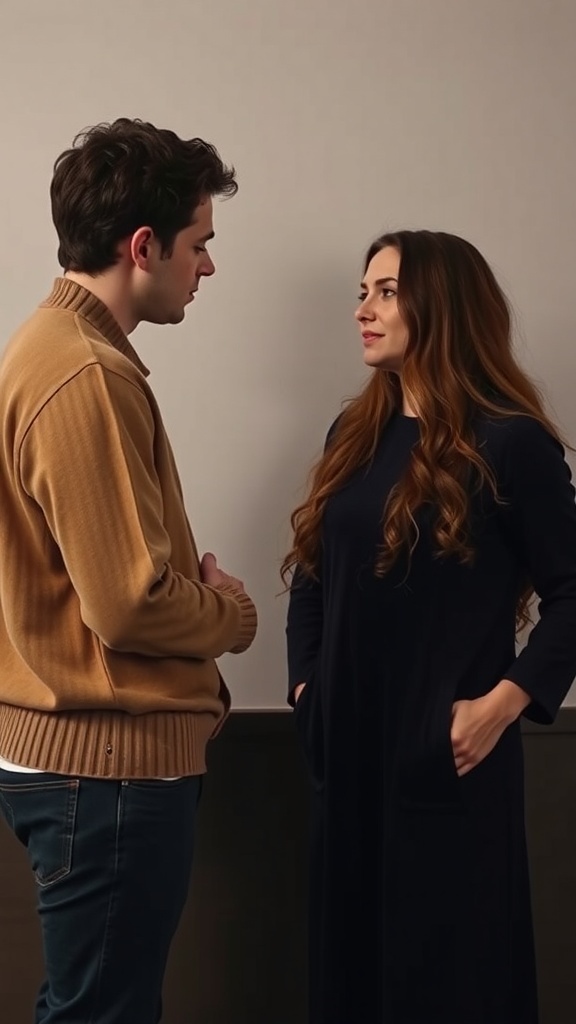 A man and a woman engaged in a respectful conversation, highlighting the importance of boundaries in relationships.