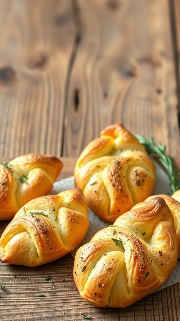 Savory Herb and Cheese Palmiers on a wooden table