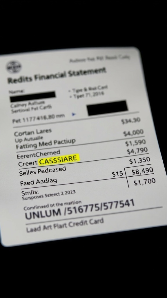 A financial statement showing various charges, highlighting unusual transactions.