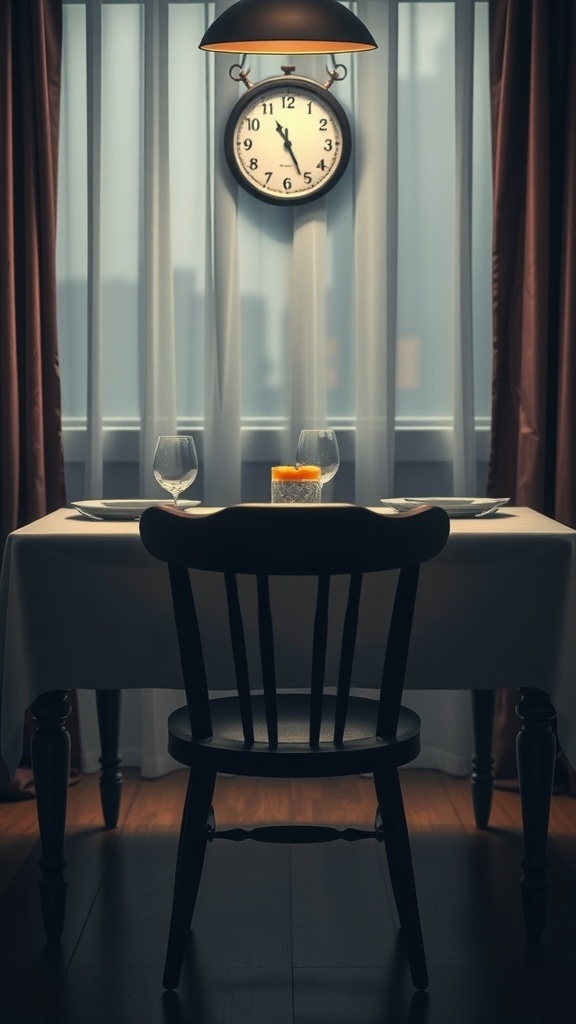 A table set for two with an empty chair, symbolizing unexplained absences.