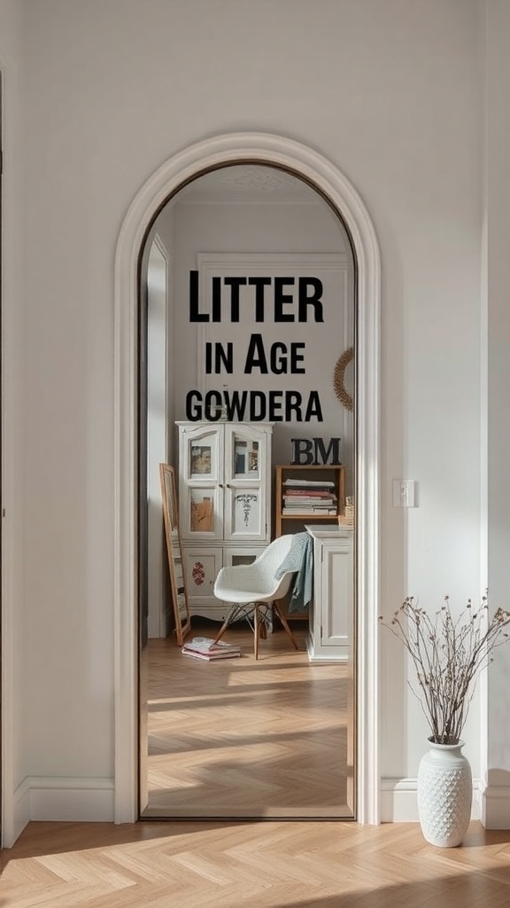 A stylish entryway with a mirror reflecting a cozy room, highlighting the importance of mirror placement.