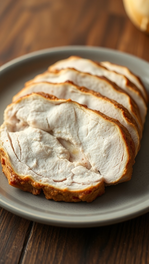 Slices of dry turkey breast on a plate
