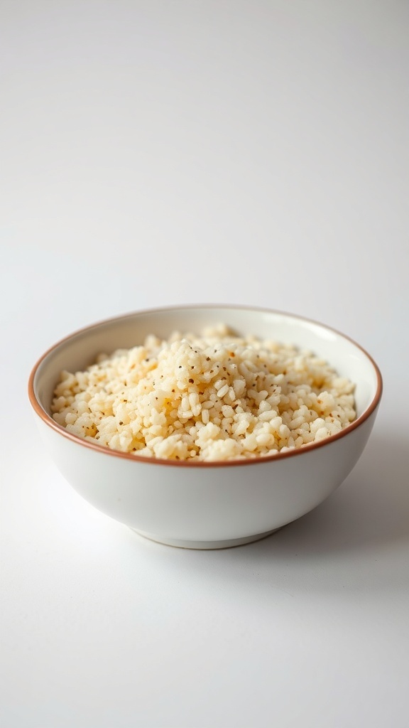 A bowl of plain couscous with no flavor.