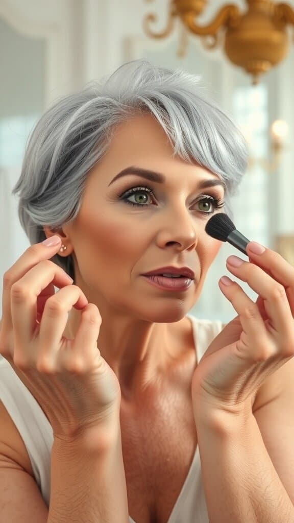 A woman with soft contour makeup, showcasing a natural and classy look.
