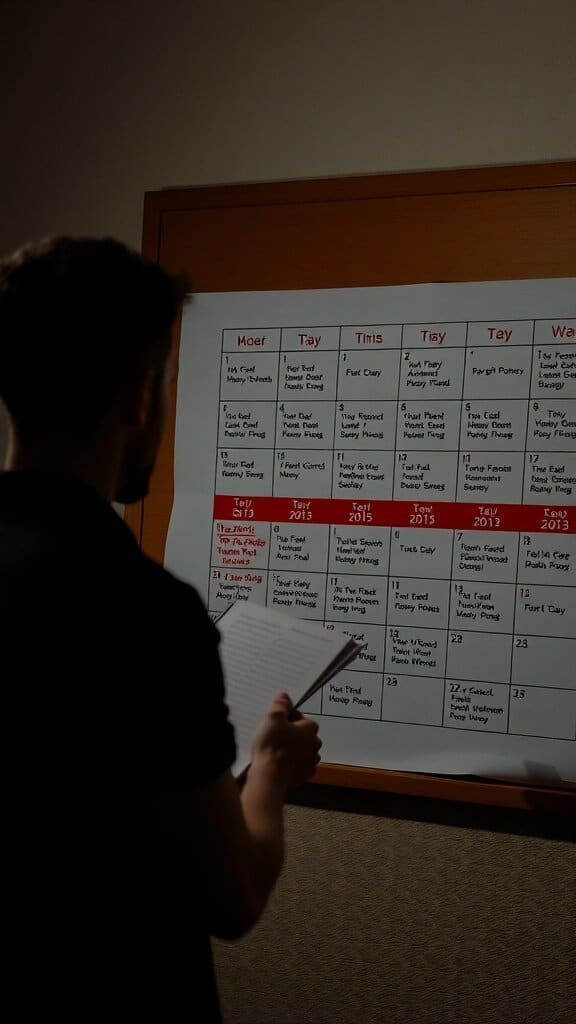A man looking at a schedule, indicating planning and making time.