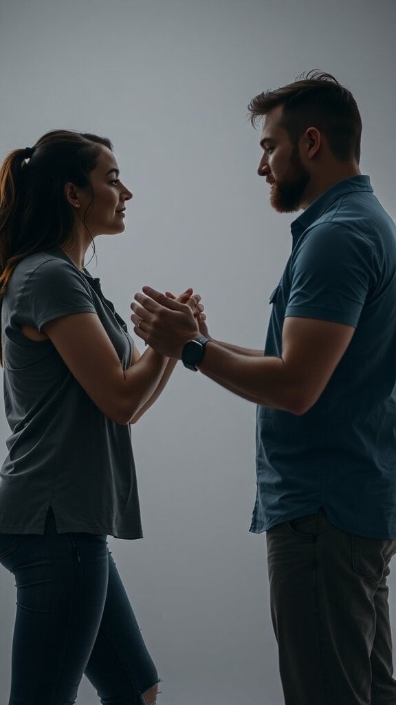 A couple standing close together, symbolizing support and togetherness during difficult times.