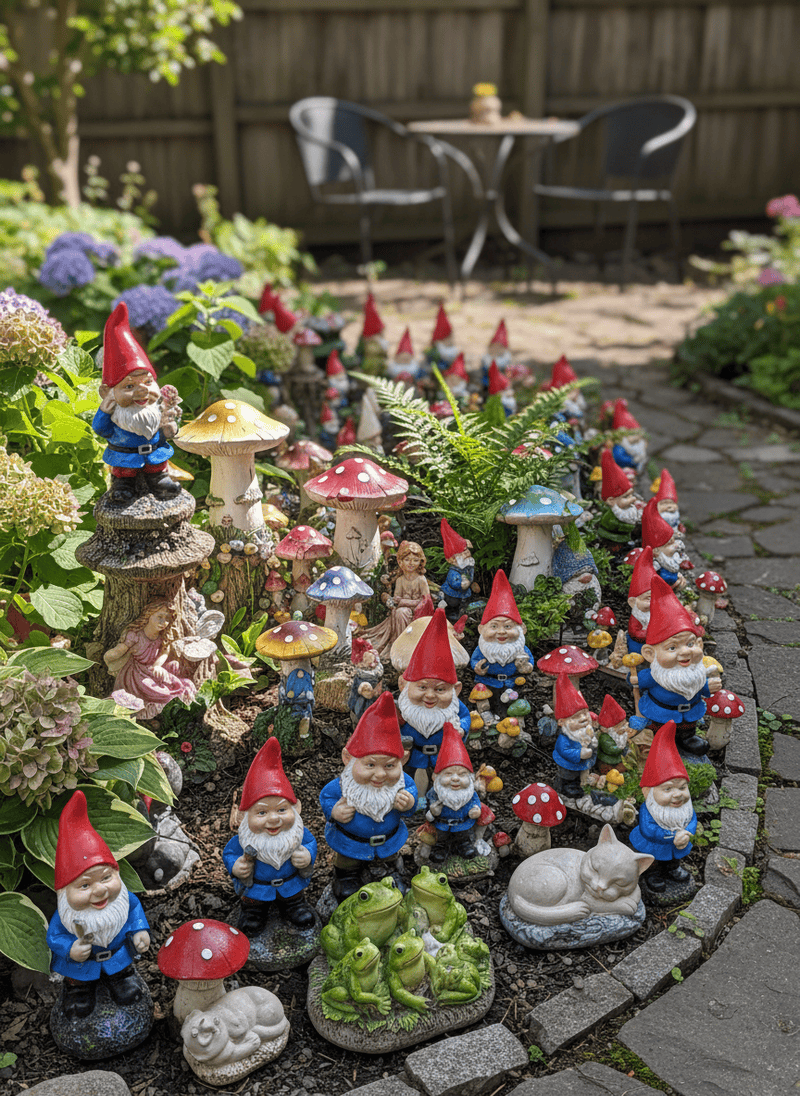 Clutter of Garden Gnomes and Figurines