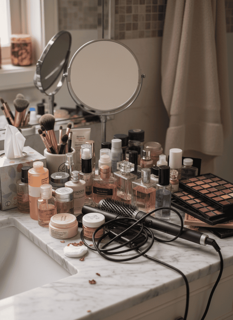 Cluttered Vanity Tops