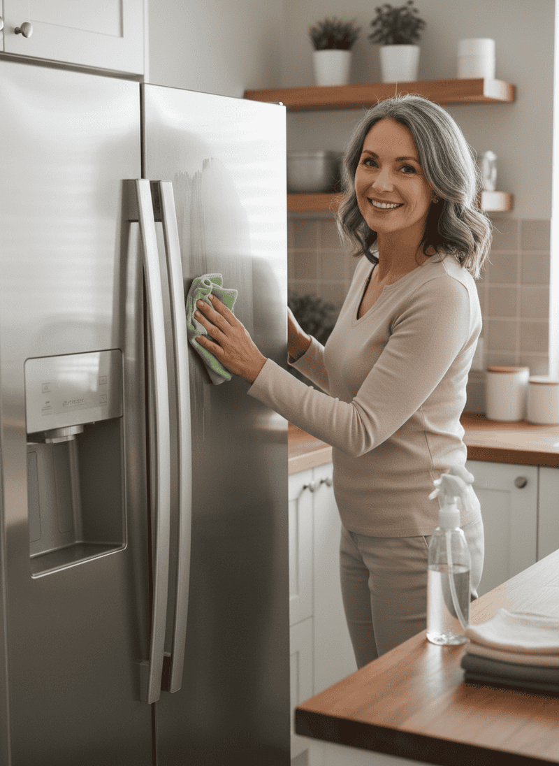 Decluttering and Cleaning the Fridge Exterior