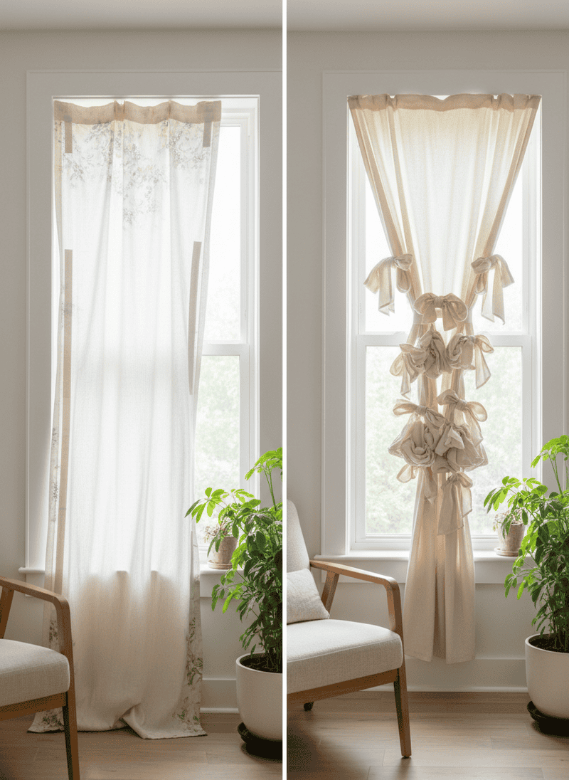 Velcro-Attached or Tie-Up Curtains