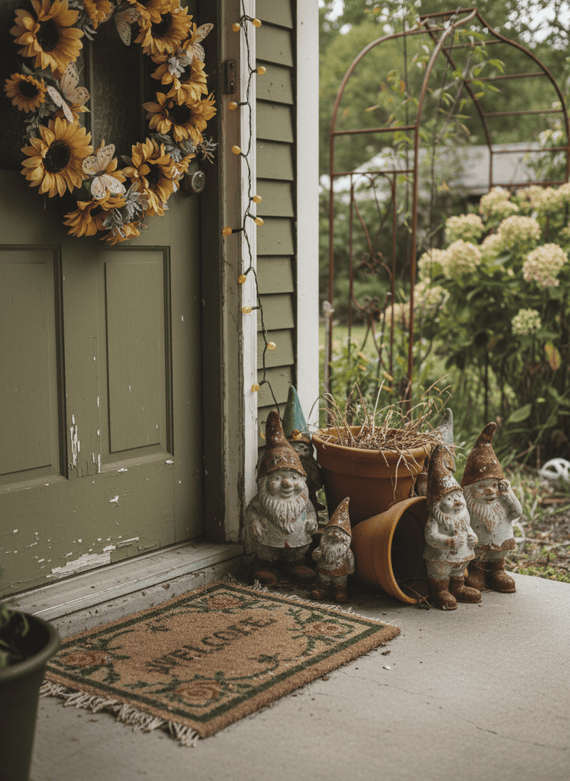 Worn-out Welcome Mats and Door Decor