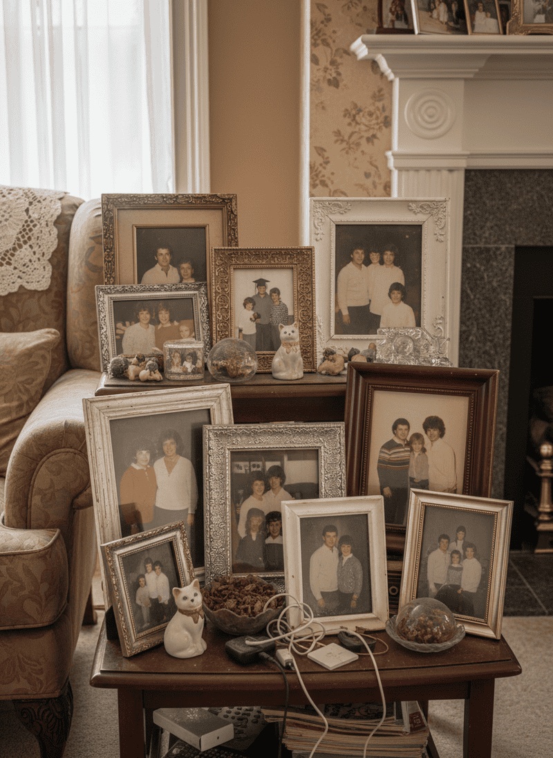 Displaying Outdated Family Photos in Cluttered Frames