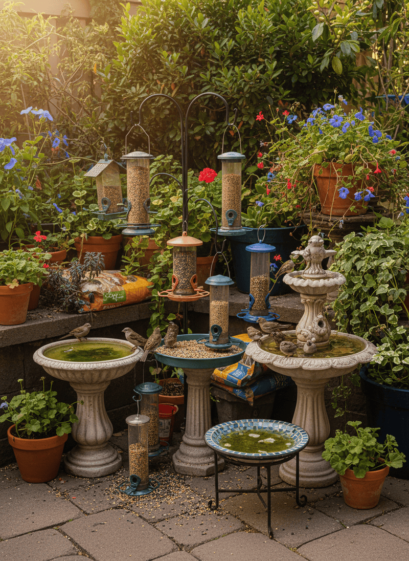 Too Many Bird Feeders and Bird Baths