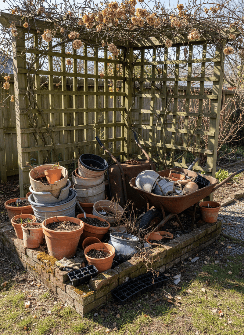 Piles of Empty or Broken Planters